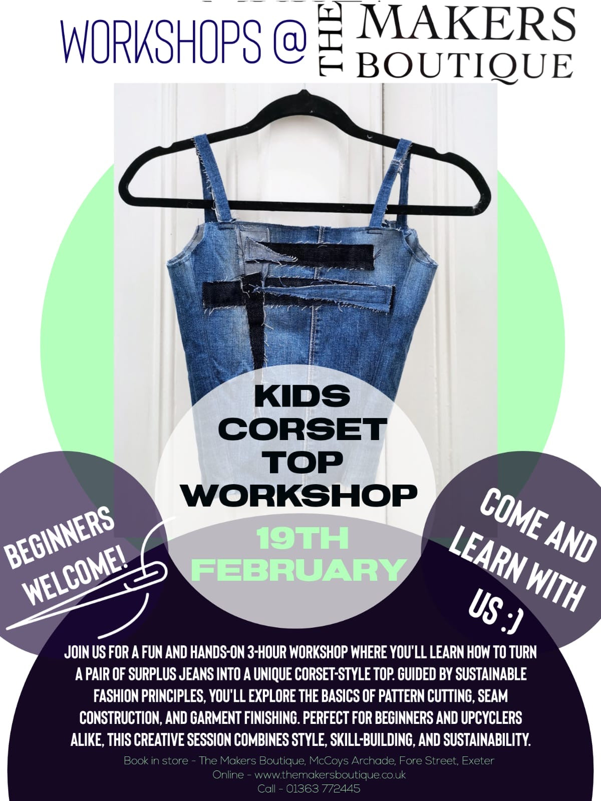 Denim Corset Top Workshop or 10-16yrs