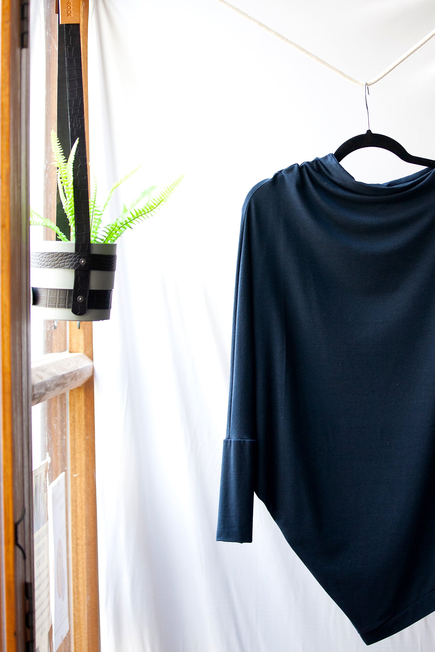 Bamboo Asymmetric Long-sleeved Drape Top
