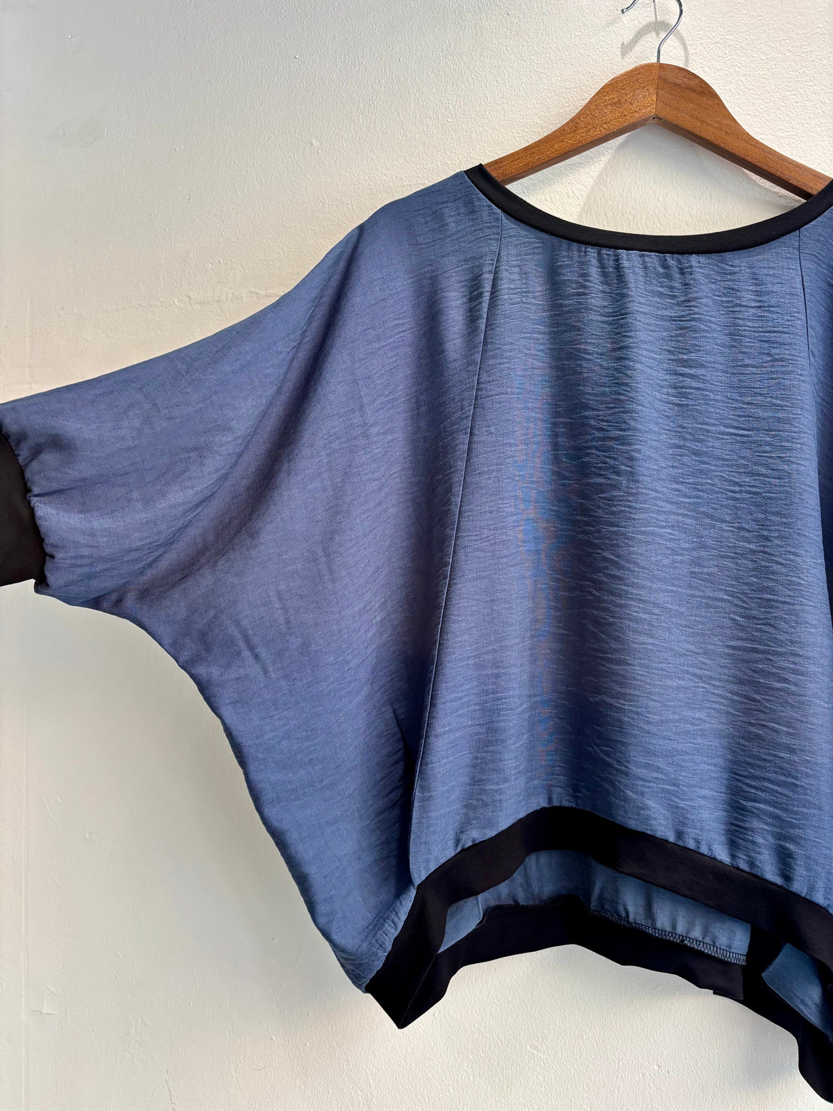 Indigo Textured Batwing Short Sleeved Top