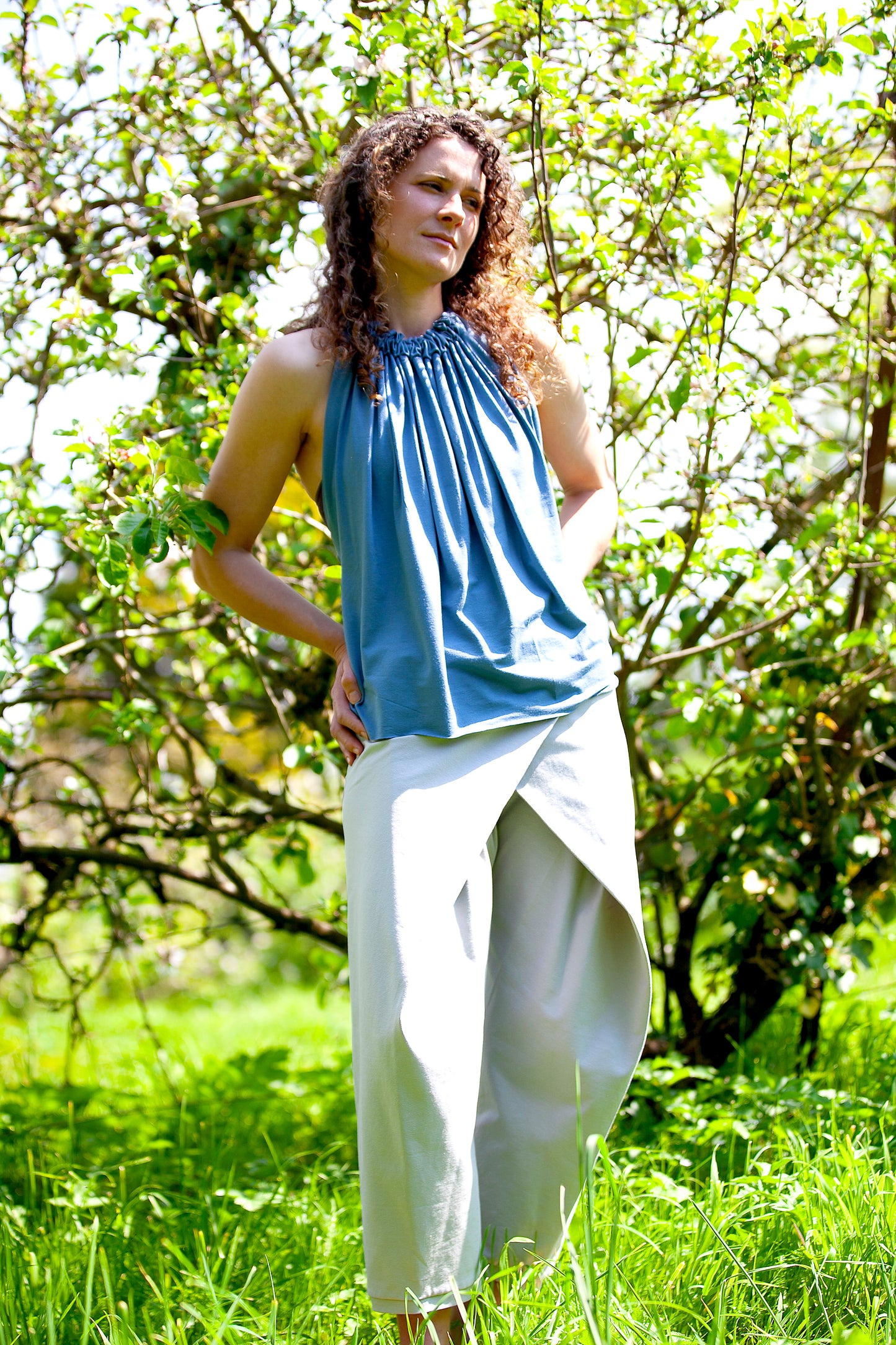 Elegant Halter Neck in Cornflower Blue