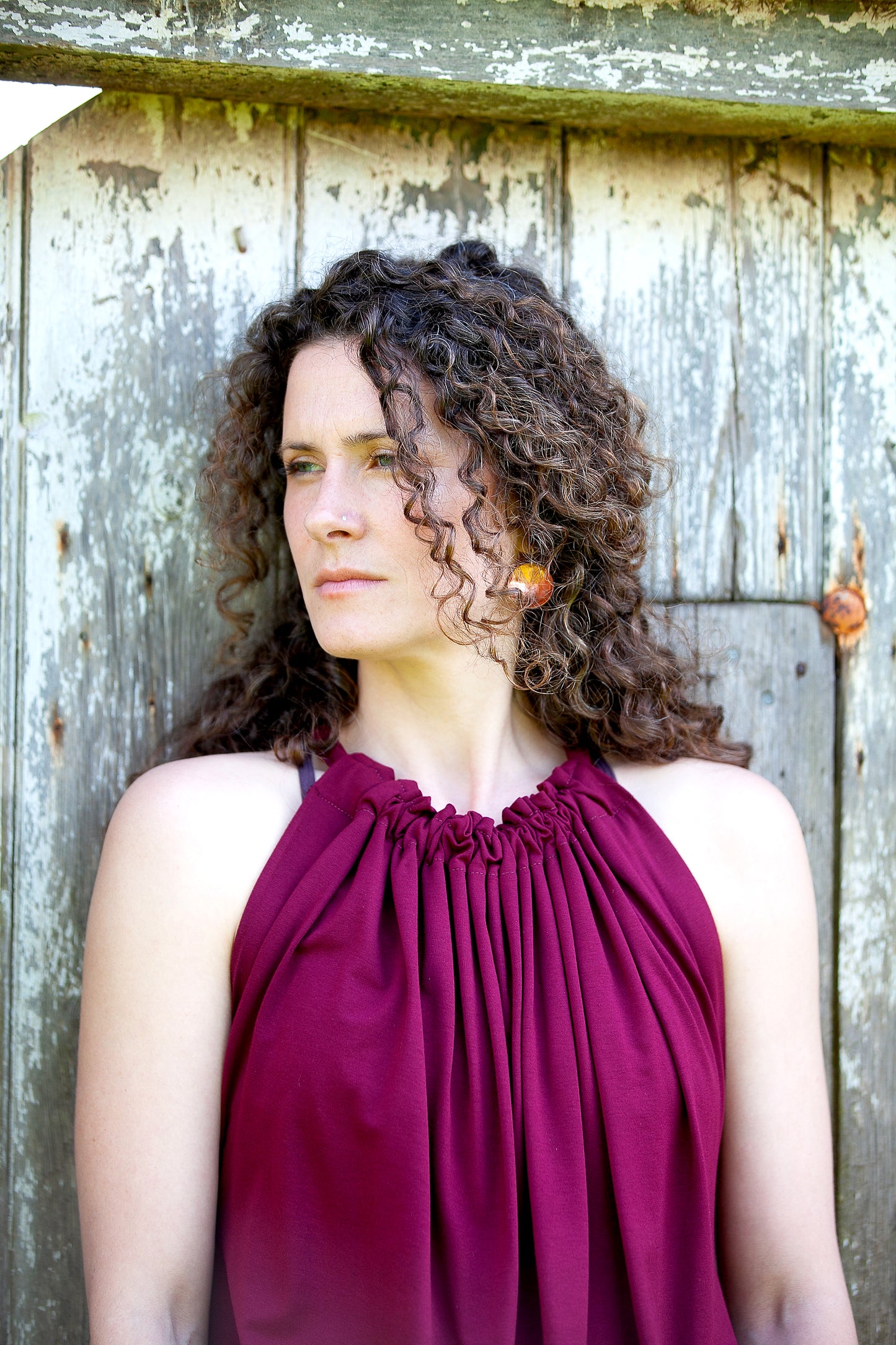 Elegant Halter Neck in Claret Red