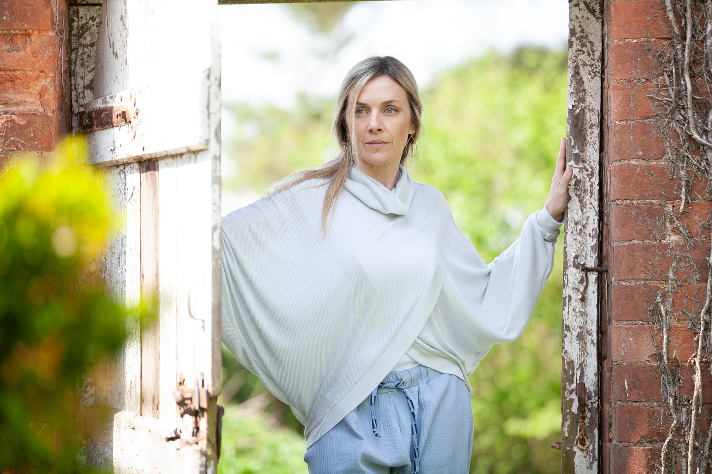 Silk Drape-Cross Top
