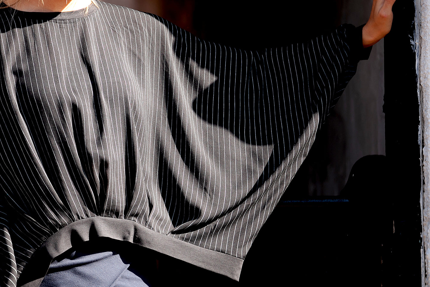 Pinstripe Kimono Batwing Top