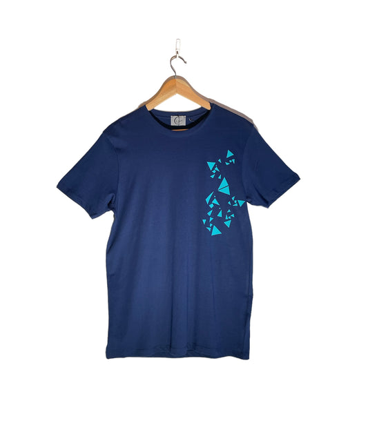 Geo Print Organic Cotton T-shirt- Navy