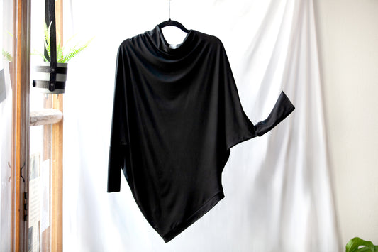 Bamboo Asymmetric Long-sleeved Drape Top