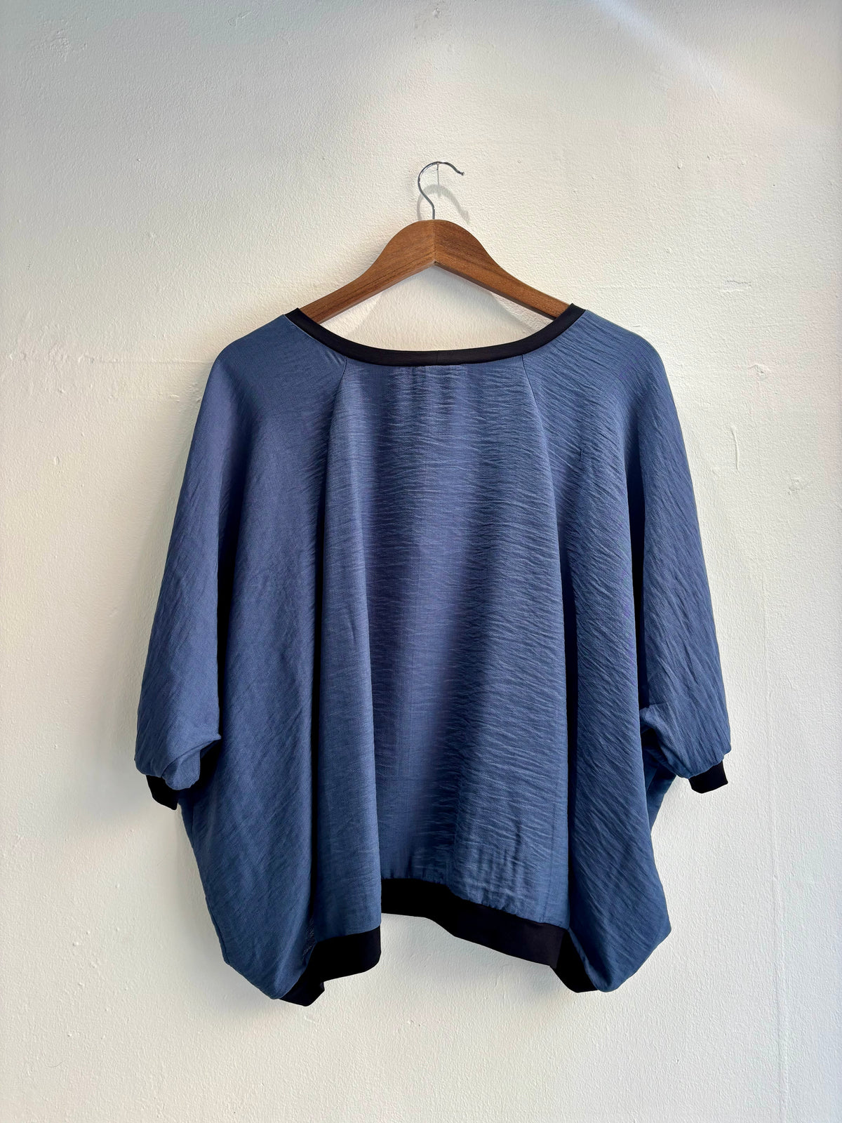 Indigo Textured Batwing Short Sleeved Top