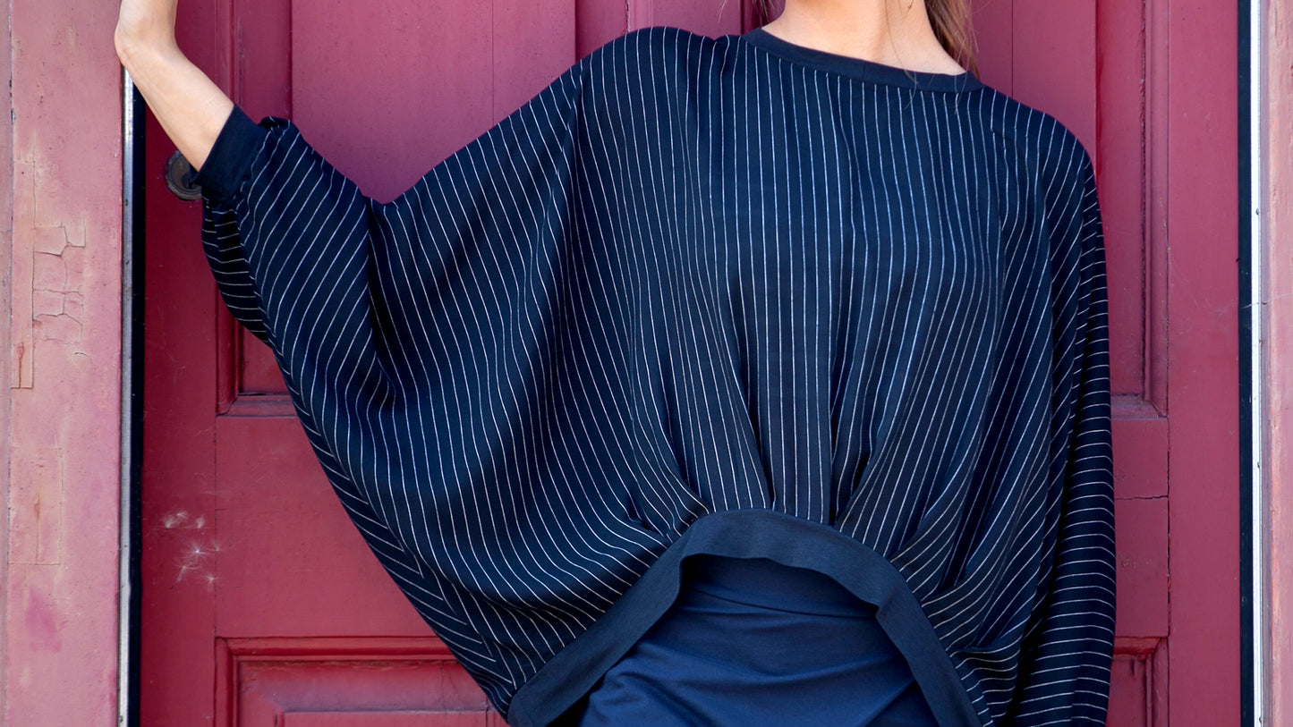 Pinstripe Kimono Batwing Top