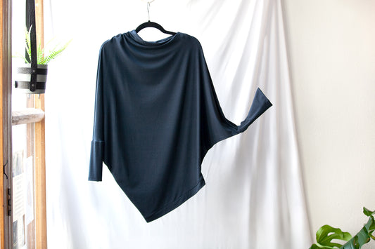 Bamboo Asymmetric Long-sleeved Drape Top