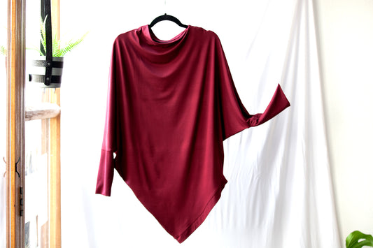 Bamboo Asymmetric Long-sleeved Drape Top